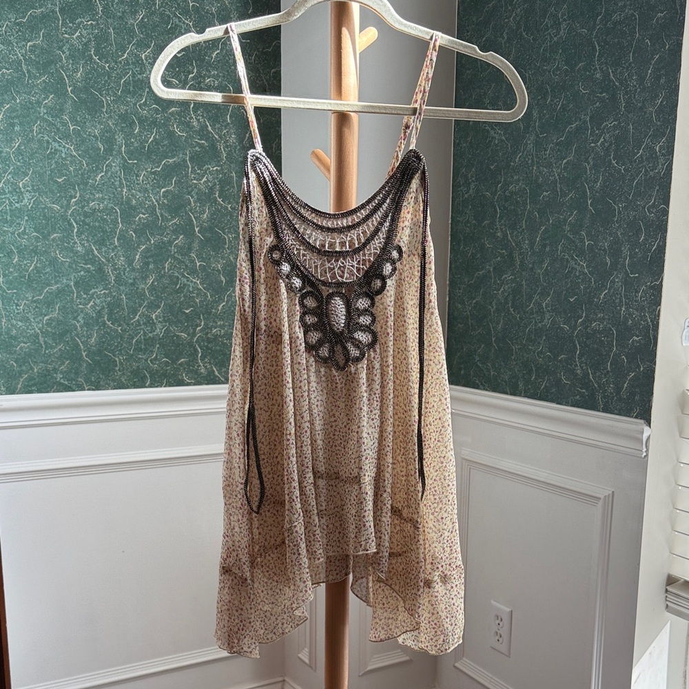 Willow & Clay Women's Tunic Camisole in Cream Floral